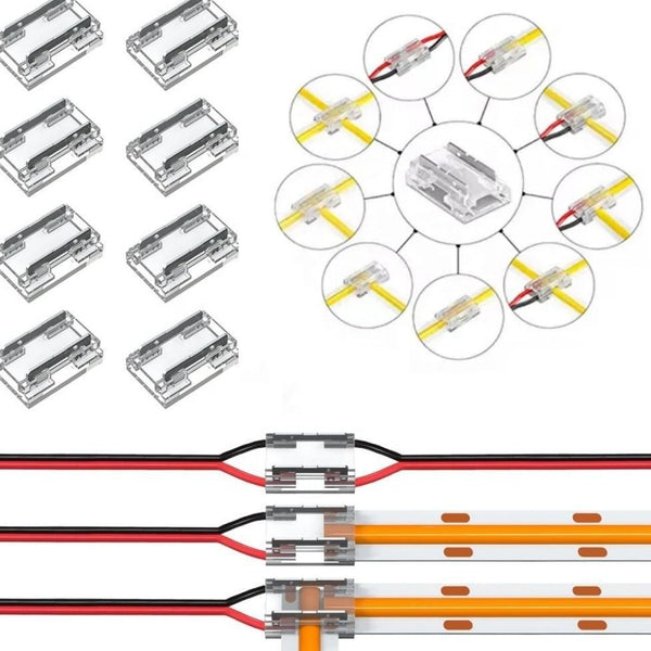 8mm Width 2Pin COB &SMD Strip Light " I/T/L/十" 9 in1  Multi Connector(light-light,light-cable)