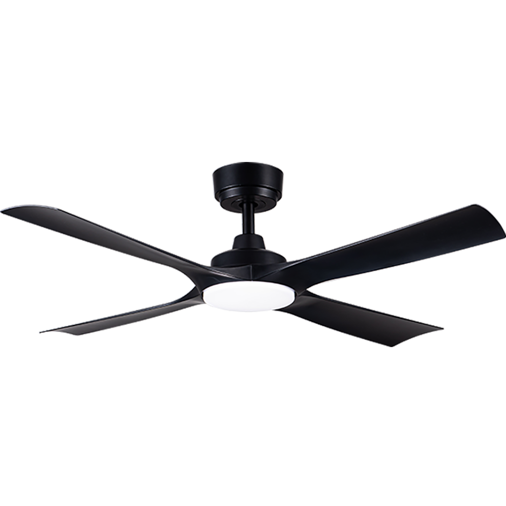 48" 122CM 4 Blades Ceiling Fan DC Motor 3CCT 24W LED Light 6 Speed Remote Control -Matte Black