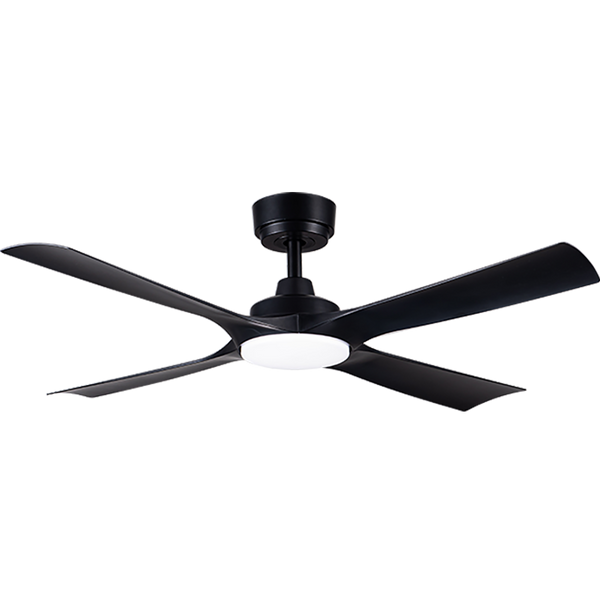 48" 122CM 4 Blades Ceiling Fan DC Motor 3CCT 24W LED Light 6 Speed Remote Control -Matte Black
