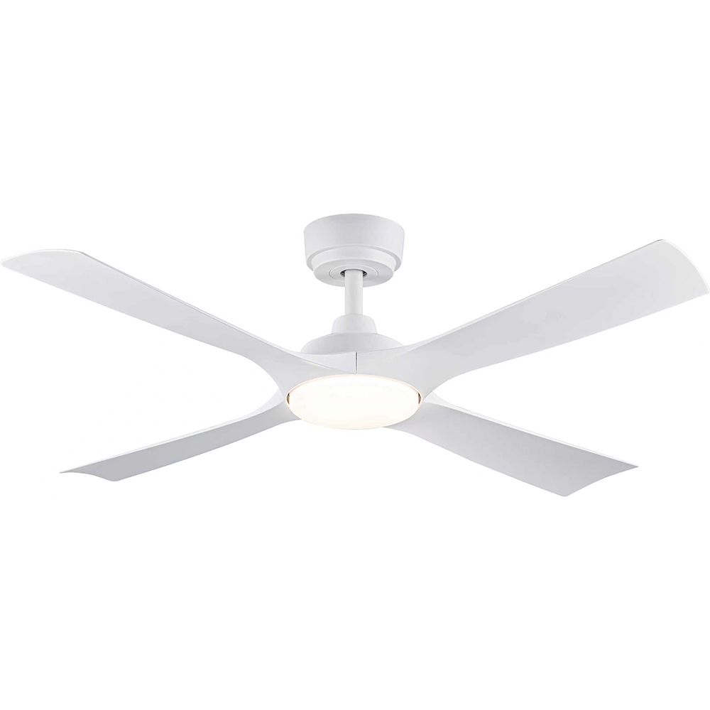 48" 122CM 4 Blades Ceiling Fan DC Motor 3CCT 24W LED Light 6 Speed Remote Control -Matte White