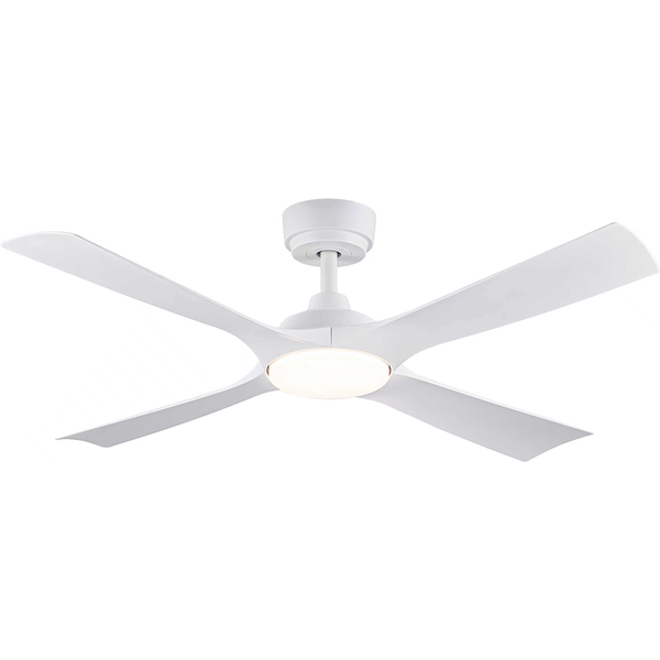 48" 122CM 4 Blades Ceiling Fan DC Motor 3CCT 24W LED Light 6 Speed Remote Control -Matte White