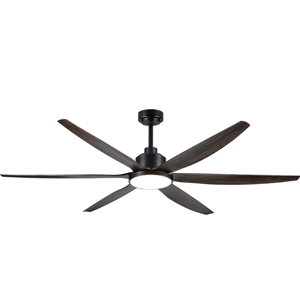 66" 167.6 CM 6 Blades Ceiling Fan DC Motor 3CCT 24W LED Light 6 Speed Remote Control -Dark Wood