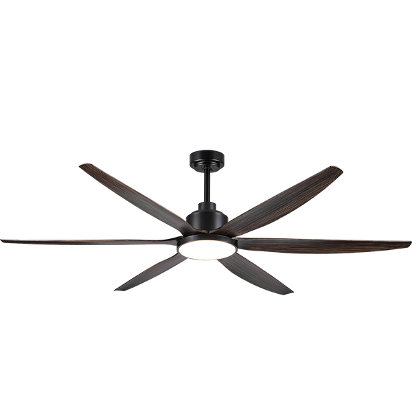 66" 167.6 CM 6 Blades Ceiling Fan DC Motor 3CCT 24W LED Light 6 Speed Remote Control -Dark Wood