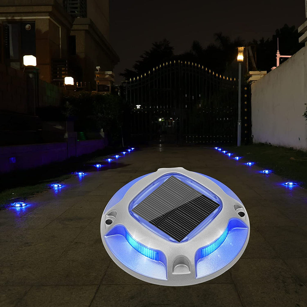 4 Pack Solar dock deck driveway warnning marker step light ,Blue&Warm white(PVDS-05BWW)