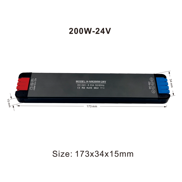 Super Thin 200W 24V LED Driver  Power Supply For Strip light PVSD-NM-200