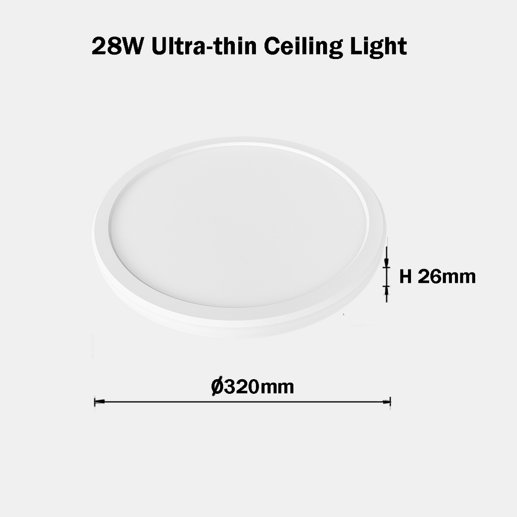 28W Ultra-thin Tri-colour Flush Round Ceiling Slim LED Light  IP54 3CCT & Dimmable(PVCL-2801T)