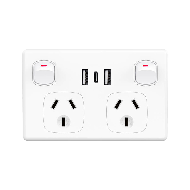 10A FAST Charge 3.6 A Dual USB&Type-C Double Power Point GPO Wall outlet