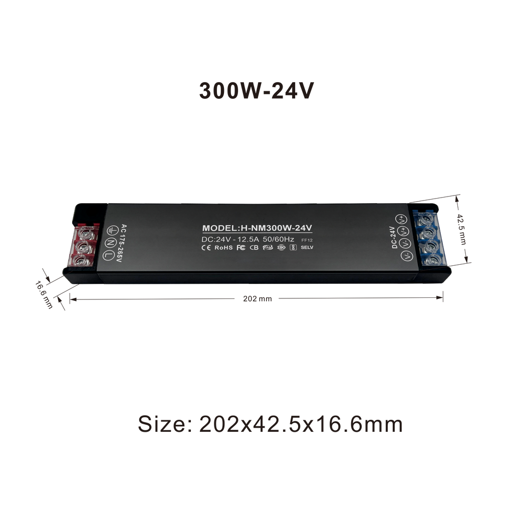 300W DC 24V 12.5A LED Driver  Power Supply Aluminium Transformer