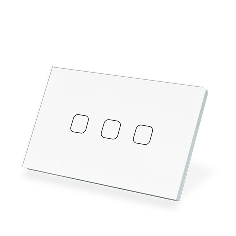 3 Gang 1 Way AU Standard Luxury Glass Panel LED Wall Light Touch Switch