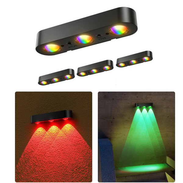 4 Pack Solar Wall Fence Lights Synchronously Change Color Solar Powered  Decor Light for Wall, Rail, Porch, Backyard, Garden(PVSL-F04E)