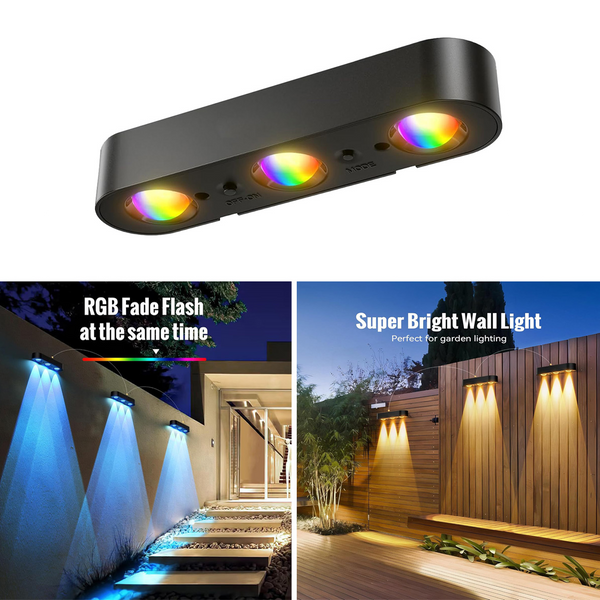 4 Pack Solar Wall Fence Lights Synchronously Change Color Solar Powered  Decor Light for Wall, Rail, Porch, Backyard, Garden(PVSL-F04E)
