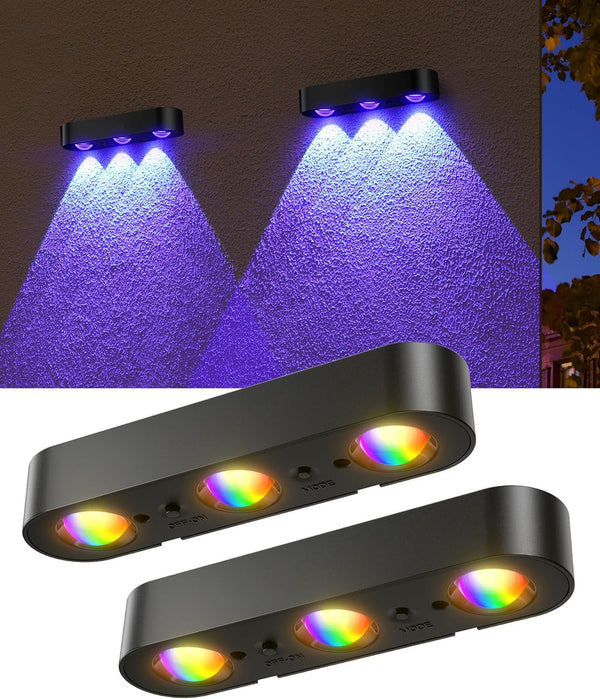 4 Pack Solar Wall Fence Lights Synchronously Change Color Solar Powered  Decor Light for Wall, Rail, Porch, Backyard, Garden(PVSL-F04E)