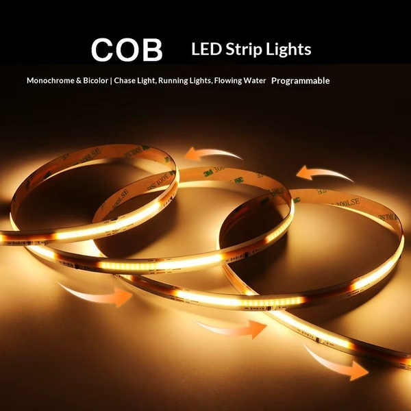 DC24V 576LEDs/M Tri-Color  Running Water  Horse Race Scene  COB Strip Light (5m/Roll+Remote Controller)