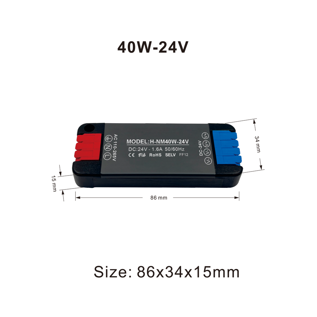 Super Thin 40W 24V LED Driver  Power Supply For Strip light PVSD-NM-40
