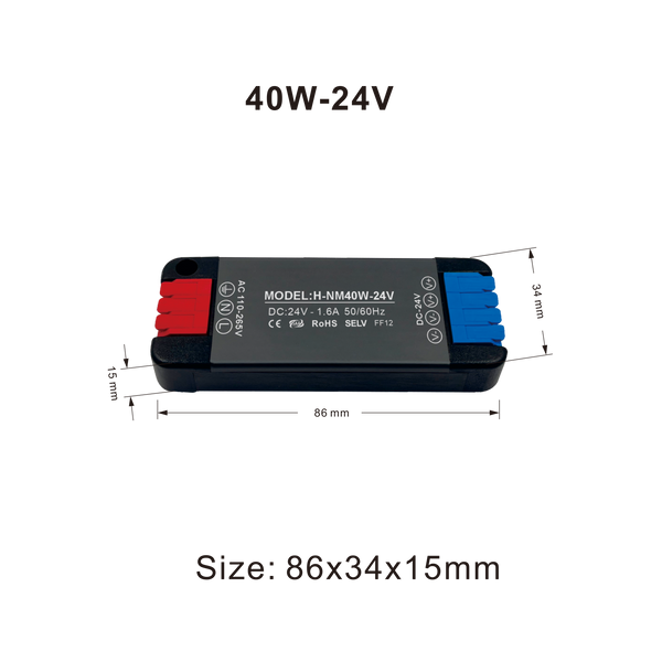 Super Thin 40W 24V LED Driver  Power Supply For Strip light PVSD-NM-40