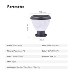 Outdoor Solar Garden Lights Gate Lighting Led Pillar Lamp(PVSL-P4104)