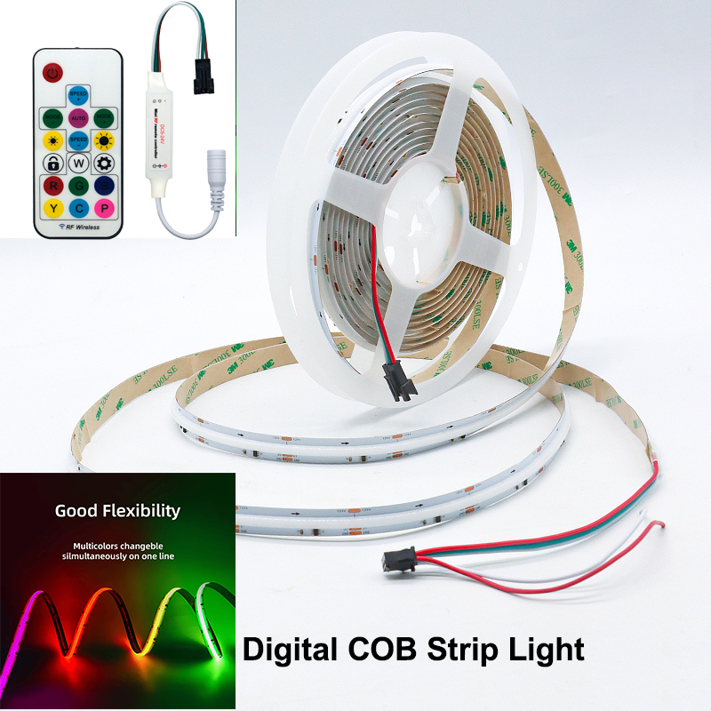 24V RGBW IC 420D COB  Digital Magic Strip Light IP20 (5m Roll+Rf Remote Control)