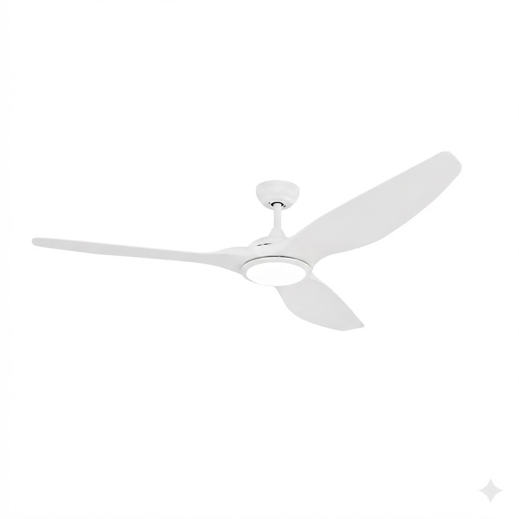 64" 162 CM 3 Blades Ceiling Fan DC Motor 3CCT 24W LED Light 6 Speed Remote Control -Matte White