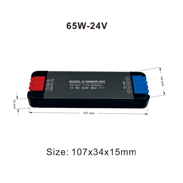 Super Thin 60W 24V LED Driver  Power Supply For Strip light PVSD-NM-60