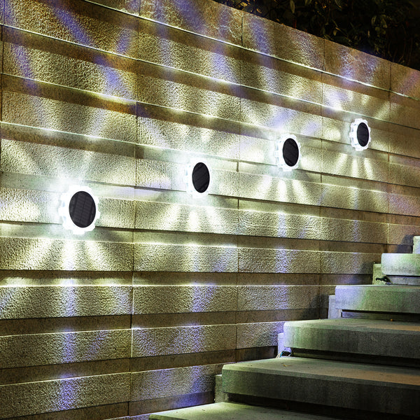 4 Pack Patented Design Outdoor  Solar Wall Washer Light Yard Garden Wall Decoration  Fence Step  Light-Cool white