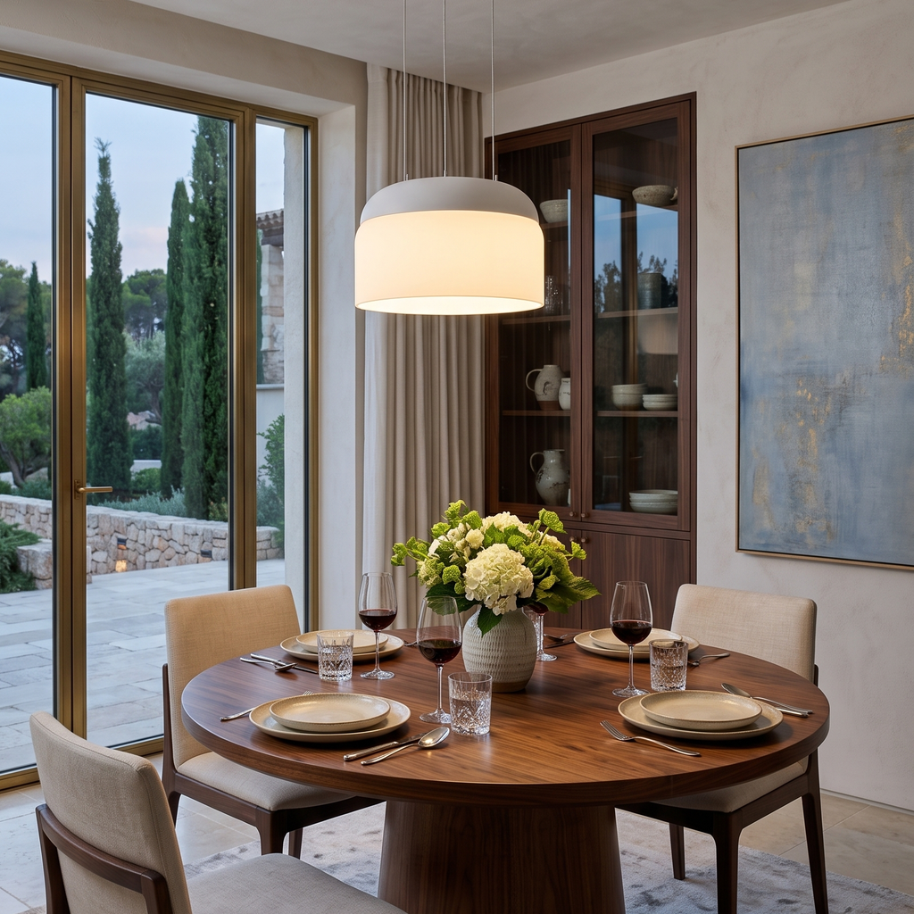 Modern Glass Circular LED Pendant Light in White