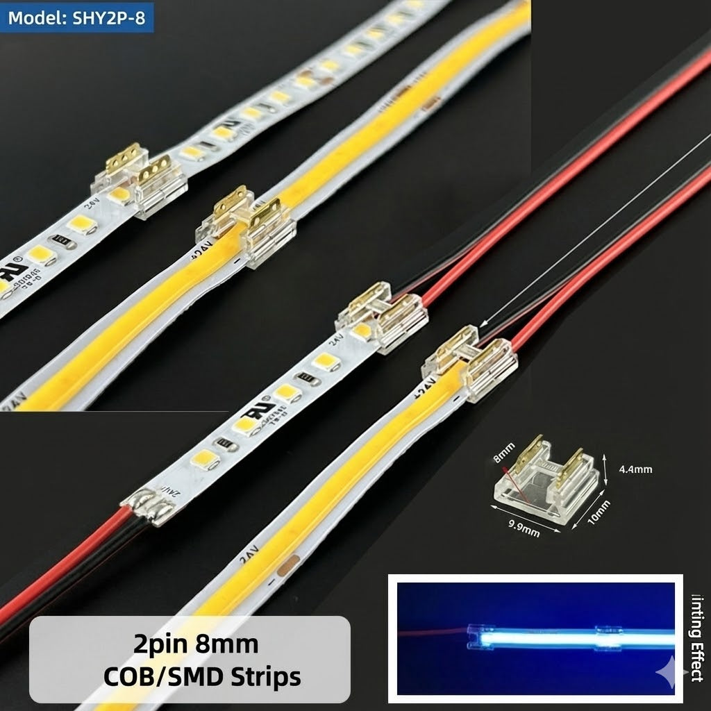 8mm 2Pin COB &SMD Strip Light " I  "Connector  (light-light,light-cable)