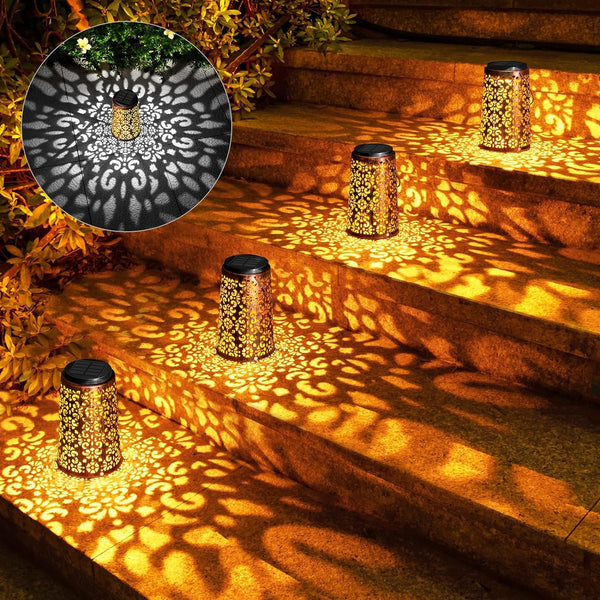 4 Pack Hanging Solar Lights Outdoor Waterproof, Metal Lantern Decorative Solar Powered Patio Decor for Garden Yard Backyard Porch Table Pathway Tree Lighting, Cool/Warm white