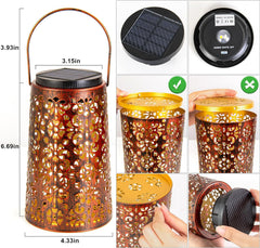 2 Pack Hanging Solar Lights Outdoor Waterproof, Metal Lantern Decorative Solar Powered Patio Decor for Garden Yard Backyard Porch Table Pathway Tree Lighting, Cool/Warm white