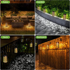 2 Pack Hanging Solar Lights Outdoor Waterproof, Metal Lantern Decorative Solar Powered Patio Decor for Garden Yard Backyard Porch Table Pathway Tree Lighting, Cool/Warm white