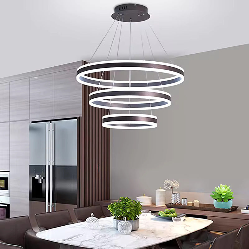 150W Three-ring Pendant Light Modern Ceiling Chandelier Lamp  3CCT with Remote Control