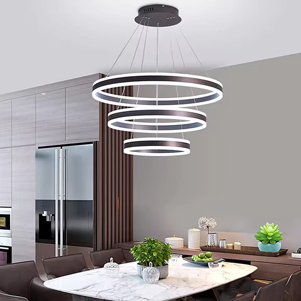 150W Three-ring Pendant Light Modern Ceiling Chandelier Lamp  3CCT with Remote Control