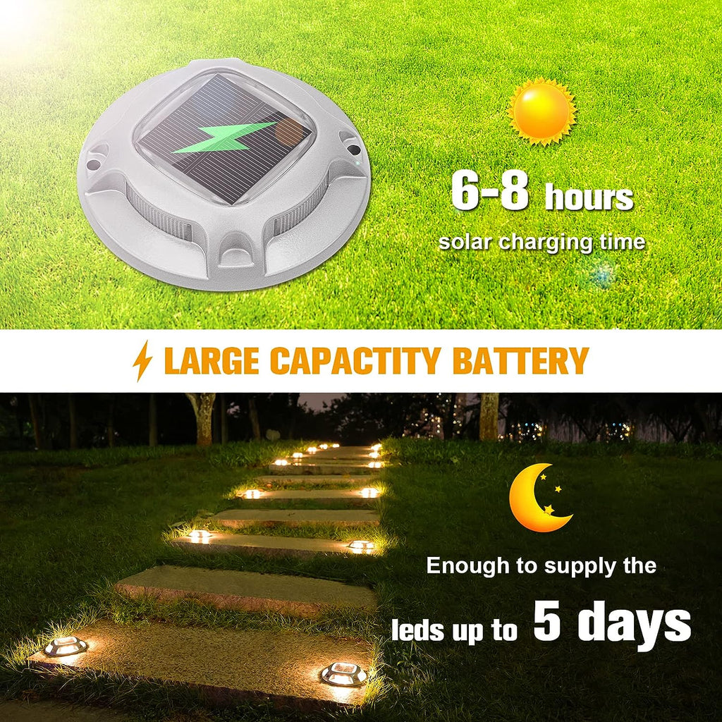 4 Pack Solar dock deck driveway warnning marker step light ,Blue&Warm white(PVDS-05BWW)