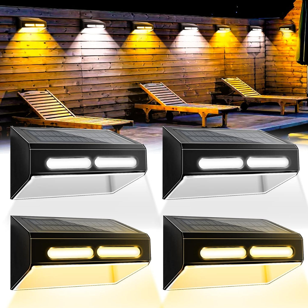 4-Pack Solar Fence Lights,Solar Step Lights  Cool white &Warm white PVSL-FL07