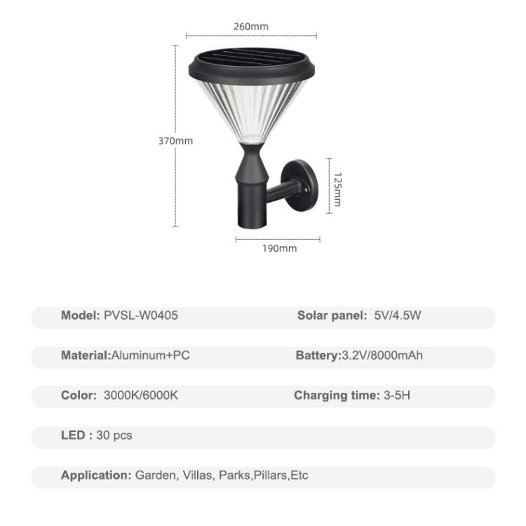 Led Solar Yard Patio lanscape Garden  Wall Lights 2 Color in1 (PVSL-W4005)