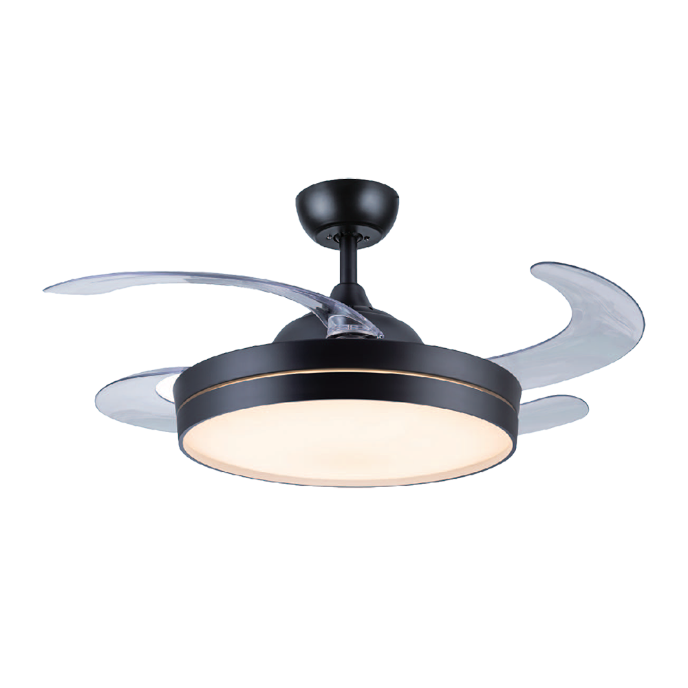 42'' 1060cm DC Ceiling Fan with 4 Retractable Blades  36W 3CCT Light-Matte Black