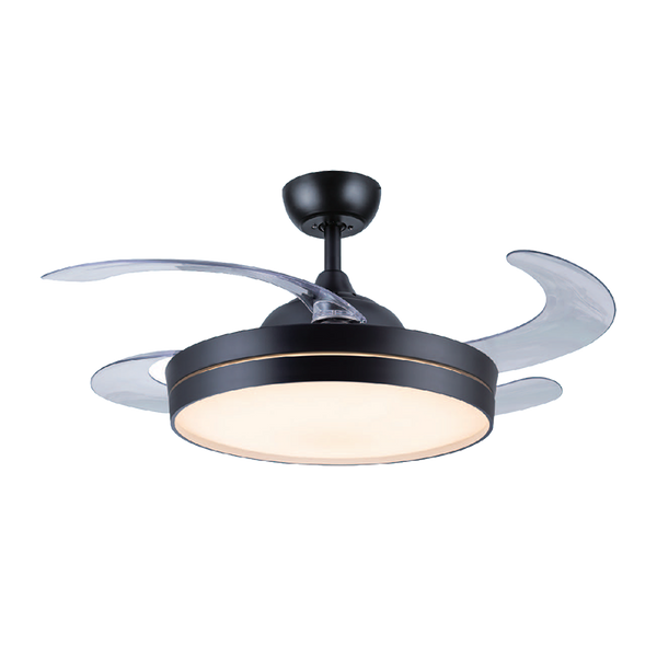 42'' 1060cm DC Ceiling Fan with 4 Retractable Blades  36W 3CCT Light-Matte Black