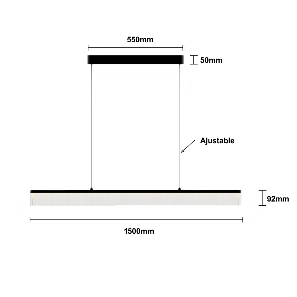 1.2m  50W Modern LED Linear Pendant Light 3CCT  Dimable in Black（PVPD-9001-120B)