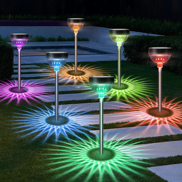 4 Pack Bright Solar Pathway Lights RGB Color Changing Garden Light Solar for Yard Decor Driveway