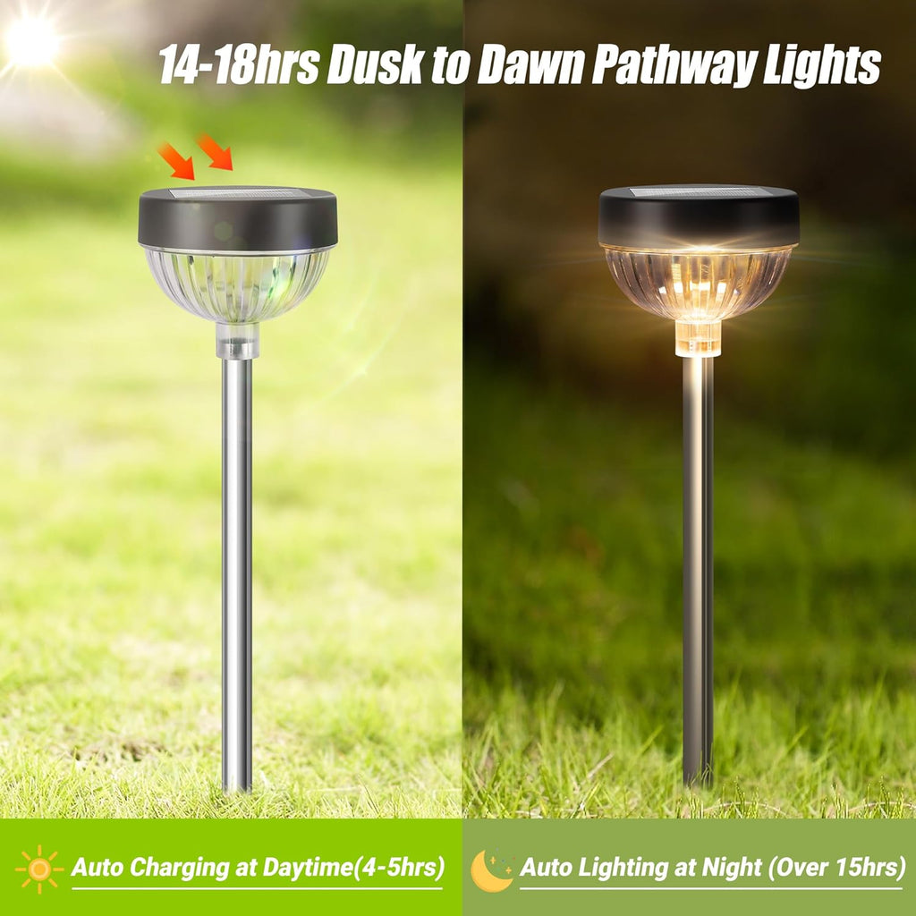 4 Pack Bright Solar Pathway Lights RGB Color Changing Garden Light Solar for Yard Decor Driveway(PVSL-05B-4)