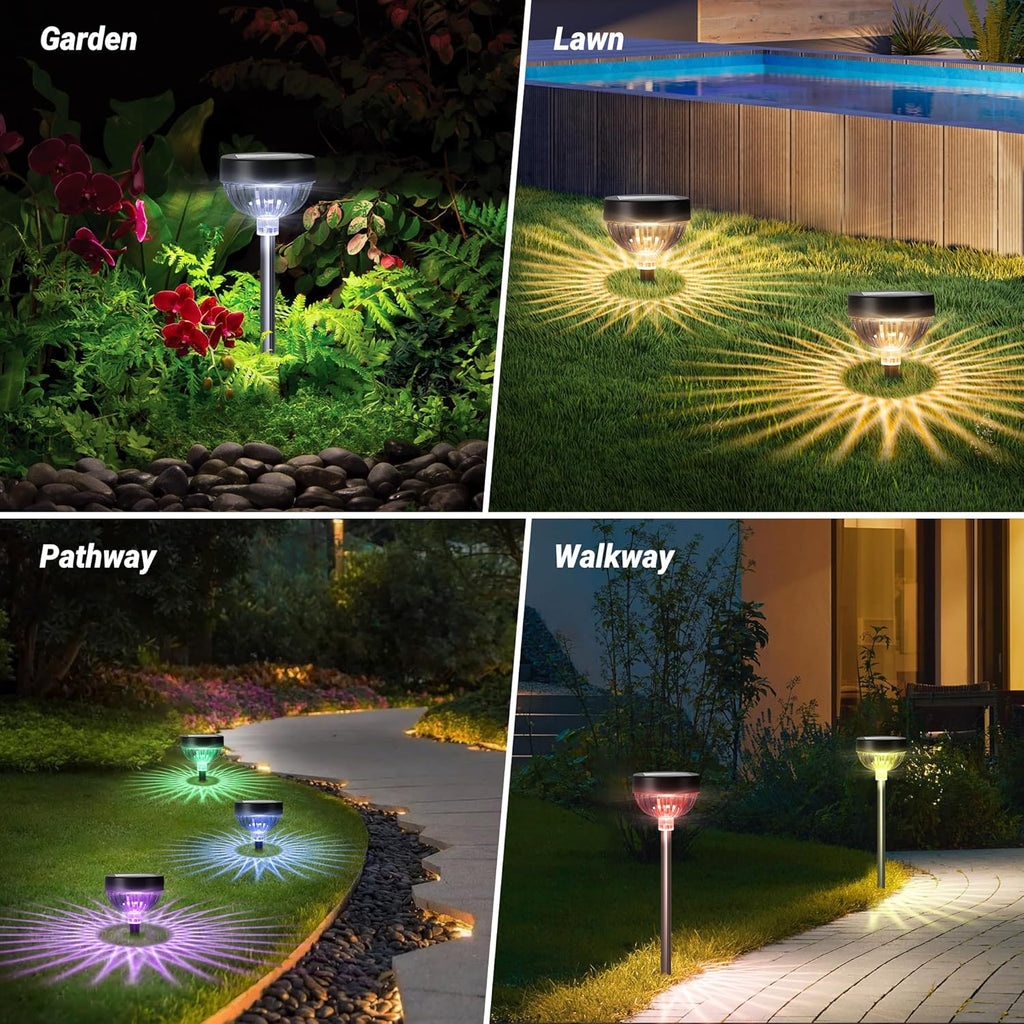 4 Pack Bright Solar Pathway Lights RGB Color Changing Garden Light Solar for Yard Decor Driveway(PVSL-05B-4)