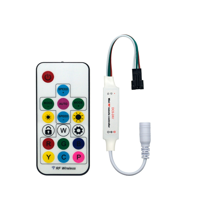 17 Keys RF Lock Wirless RGB IC LED Strip Light  Remote Controller  DC 5-24V