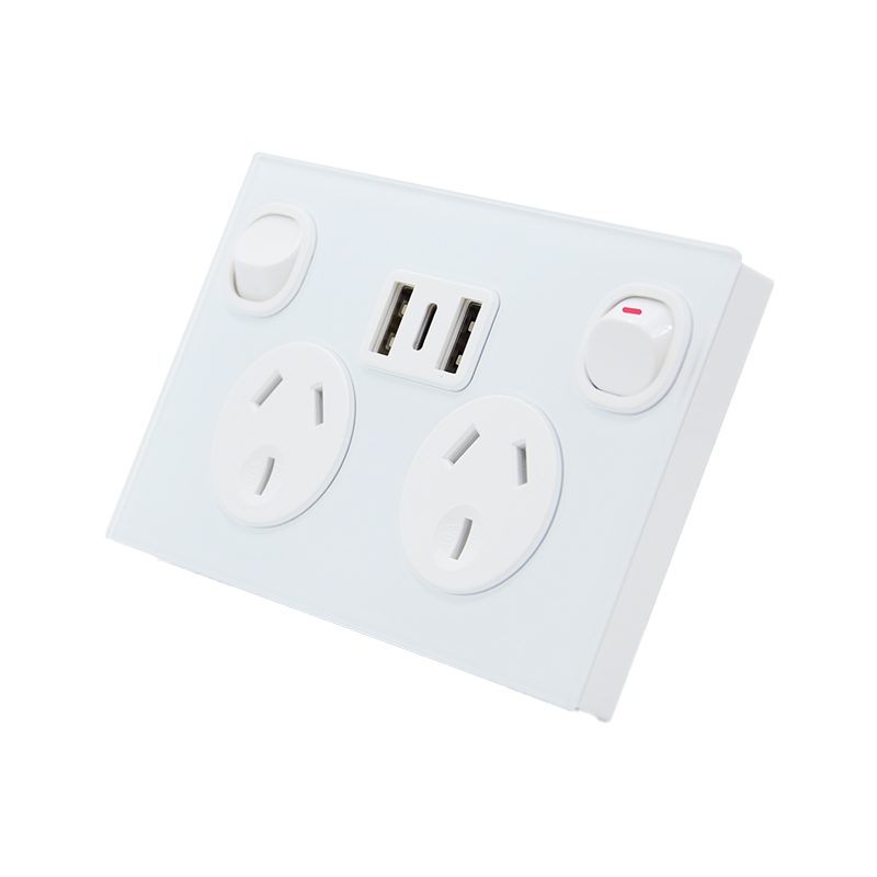 Glass Panel 10A FAST Charge 3.6 A Dual USB&Type-C Double Power Point G ...