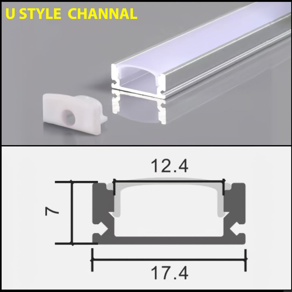 3.0 Meter U Style Aluminium LED Strip Light Channel Profile for Kitchen Cabinet