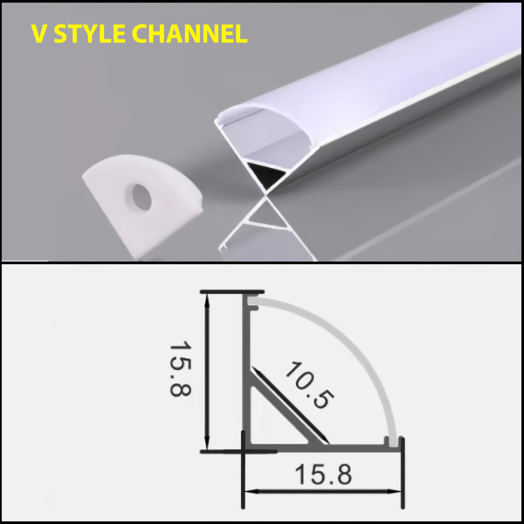 3.0 Meter V Style Aluminium LED Strip Light Channel Profile for Kitchen Cabinet