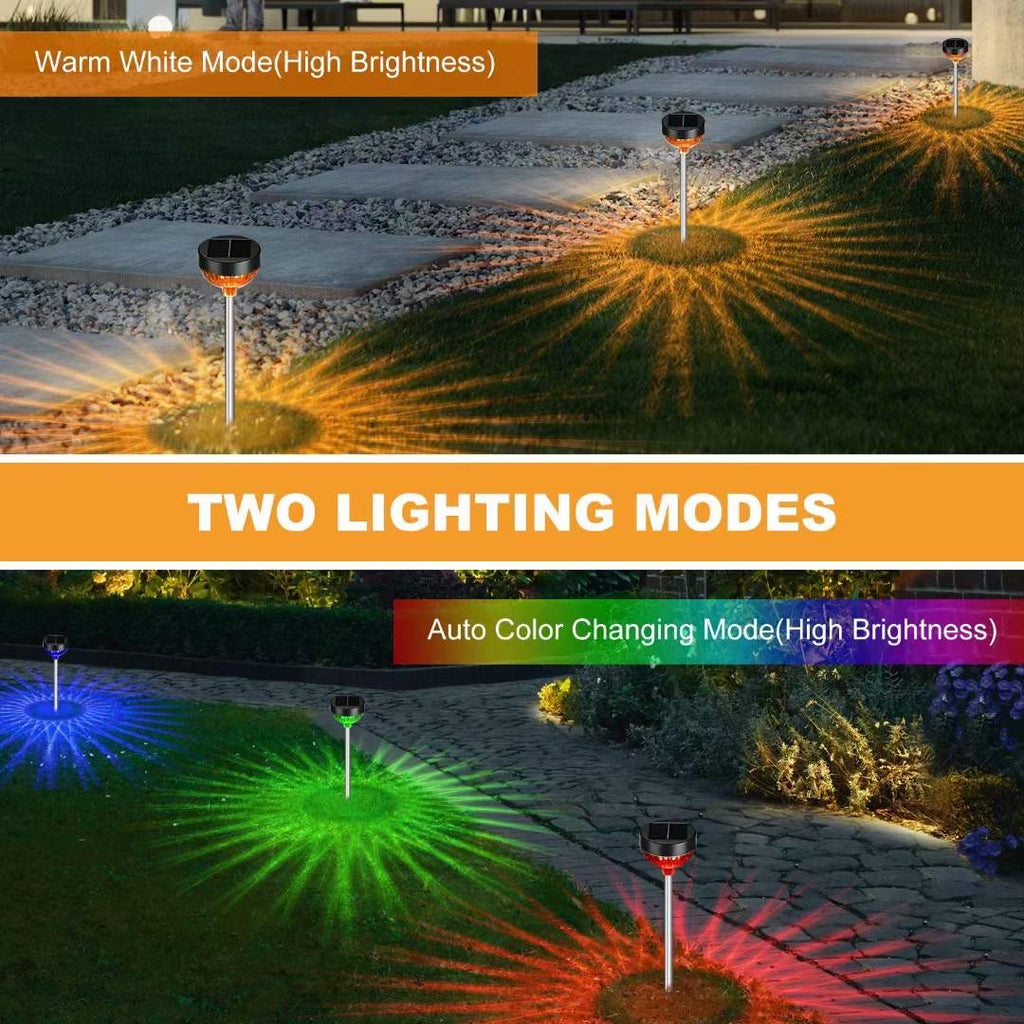 4 Pack Bright Solar Pathway Lights RGB Color Changing Garden Light Solar for Yard Decor Driveway(PVSL-05B-4)