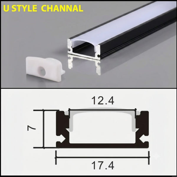 3.0 Meter U Style Aluminium Channel Profile in Black PVT-509B (Local Pick up Only)
