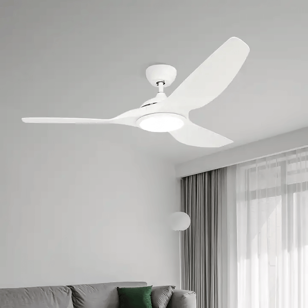 52"132CM Ceiling Fan DC Motor 3CCT LED Light 5 Speed Remote Control -White