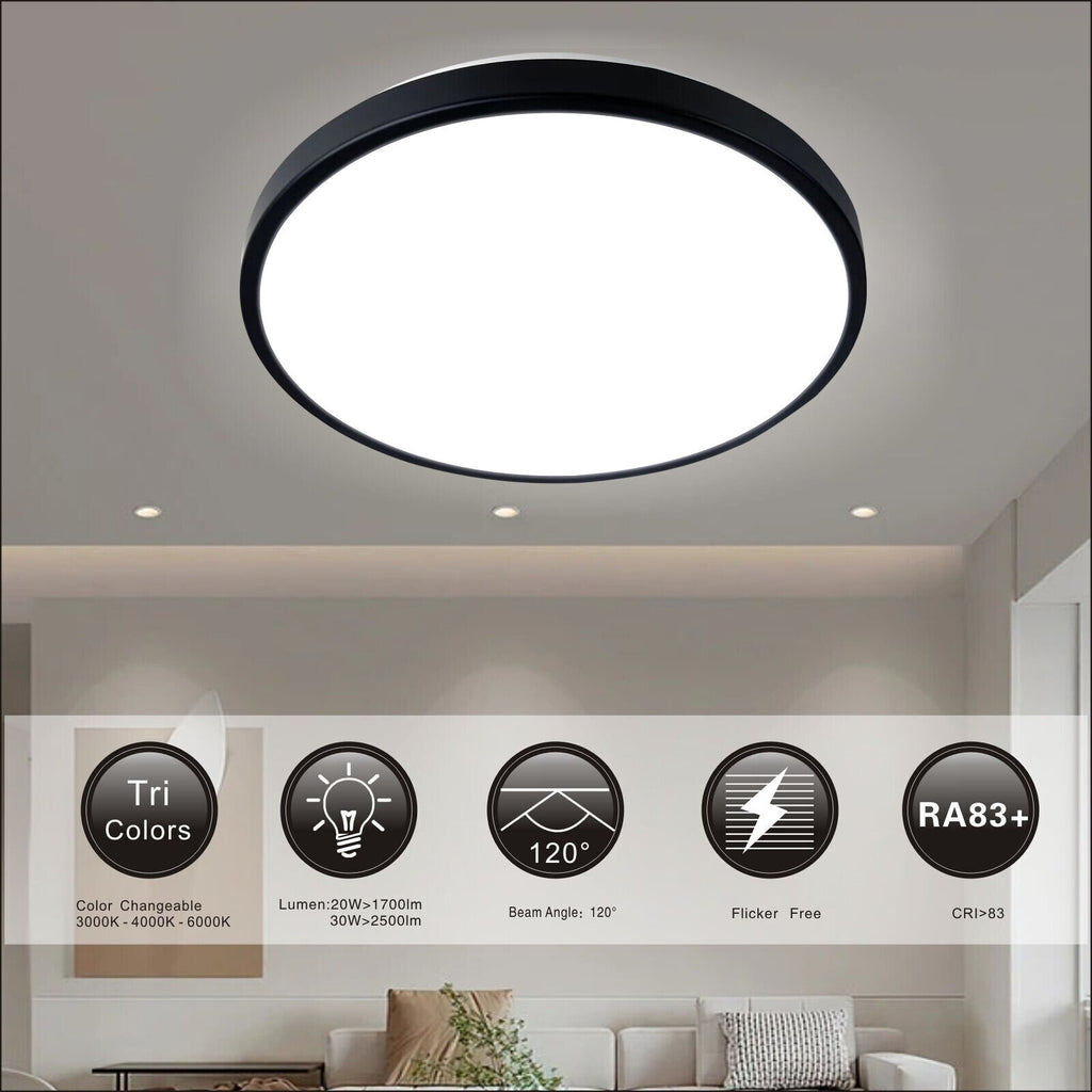 40W Mordern LED Oyster Ceiling lights Tri-colour Black Ring (PVCL-040B)