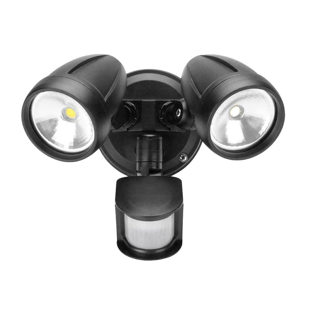 30W LED Twin Head Security Sensor Spot Wall Light Tri-colour (PVSF-D30SEN)