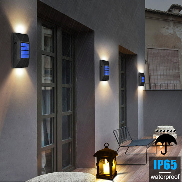 4 Pack Waterproof LED Up Down Solar Wall Deck Fence Lights -Cool white(PVSL-F006CW)